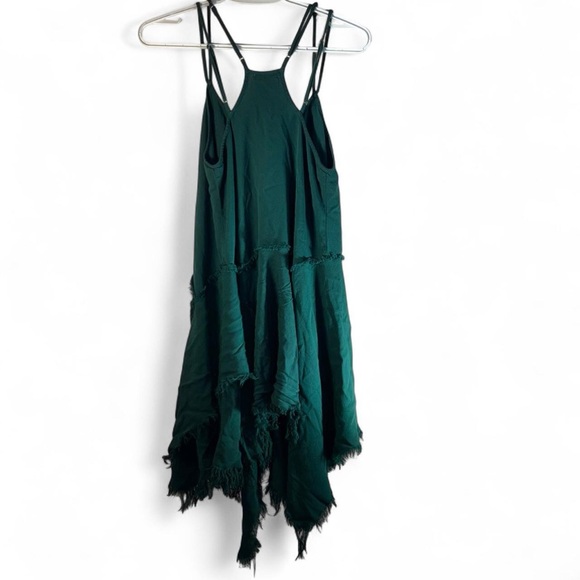 Free People Dark Green Asymmetrical Slip Dress - Picture 4 of 9